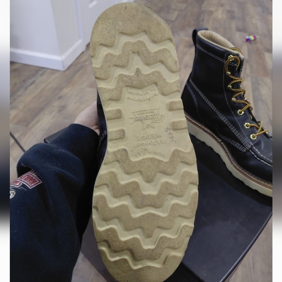 Thorogood Navy Leather American Heritage 6" work Boots Soft Toe Size 9.5 9 1/2 - Picture 4 of 6